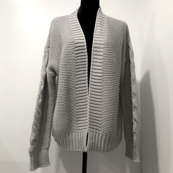 Sweaters - Gray Open Front Cardigan Sweater
